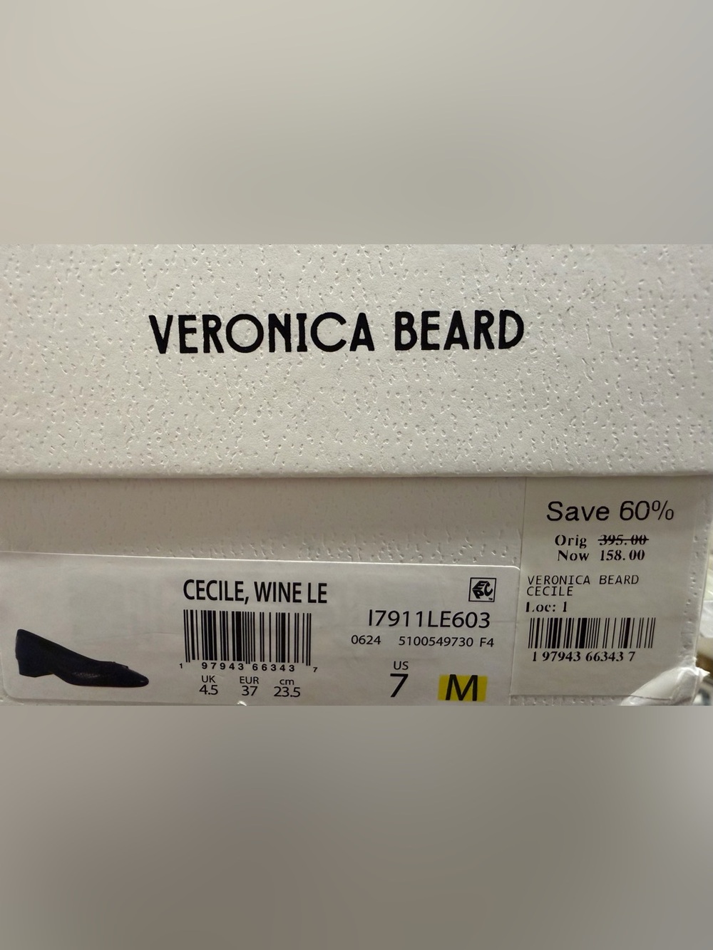 NWT Veronica Beard Cecile low heel pump in Wine Size 37 - Picture 3 of 6